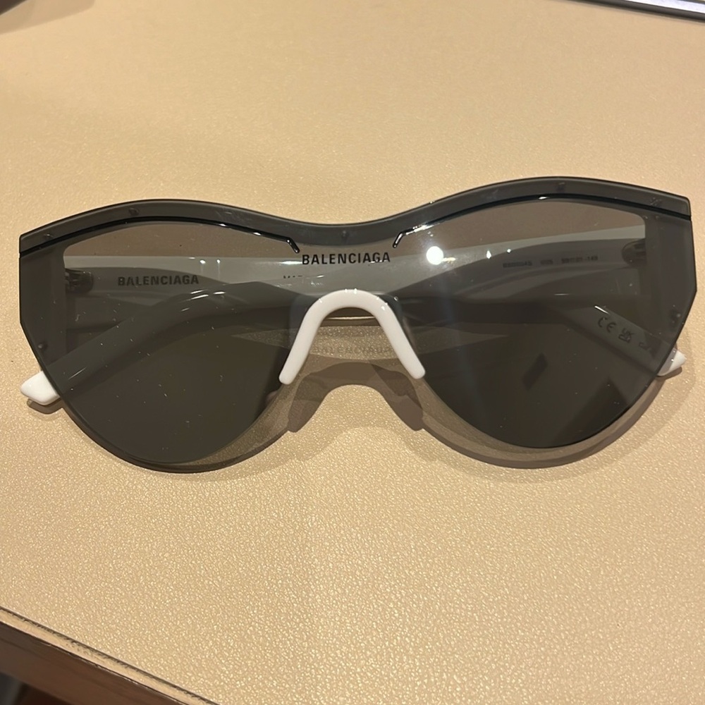 Balenciaga Black and White Shield Sunglasses